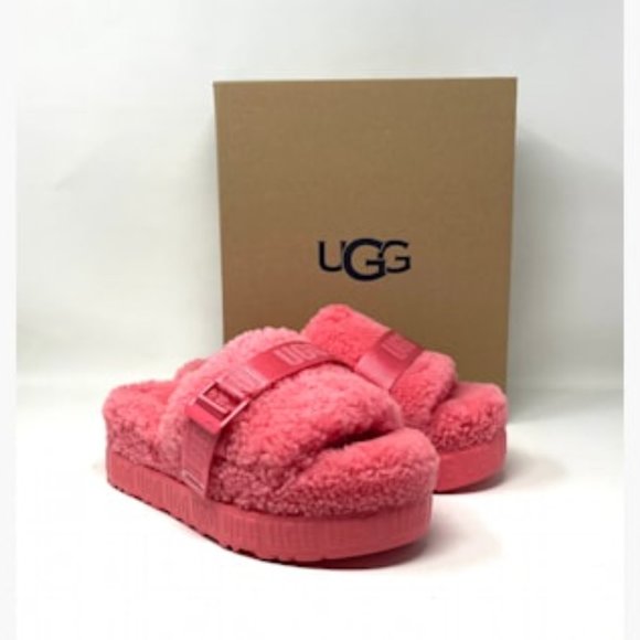 UGG FLUFFITA Slides Pink Fluffy Platform Summer Flip Flop Women's 1113475 SSBT - Picture 4 of 11